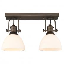  3118-2SF RBZ-OP - Hines 2-Light Semi-Flush in Rubbed Bronze with Opal Glass